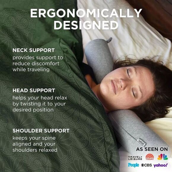 Dot&Dot Twist Memory Foam Travel Pillow for Neck Lumbar and Leg Support GRAY - Picture 5 of 11